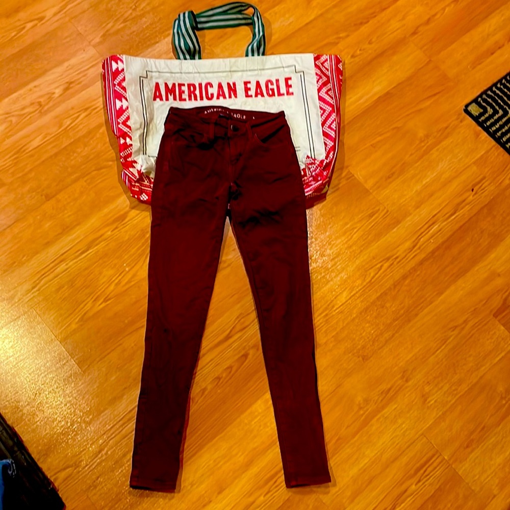 American eagle maroon next level stretch jeans
